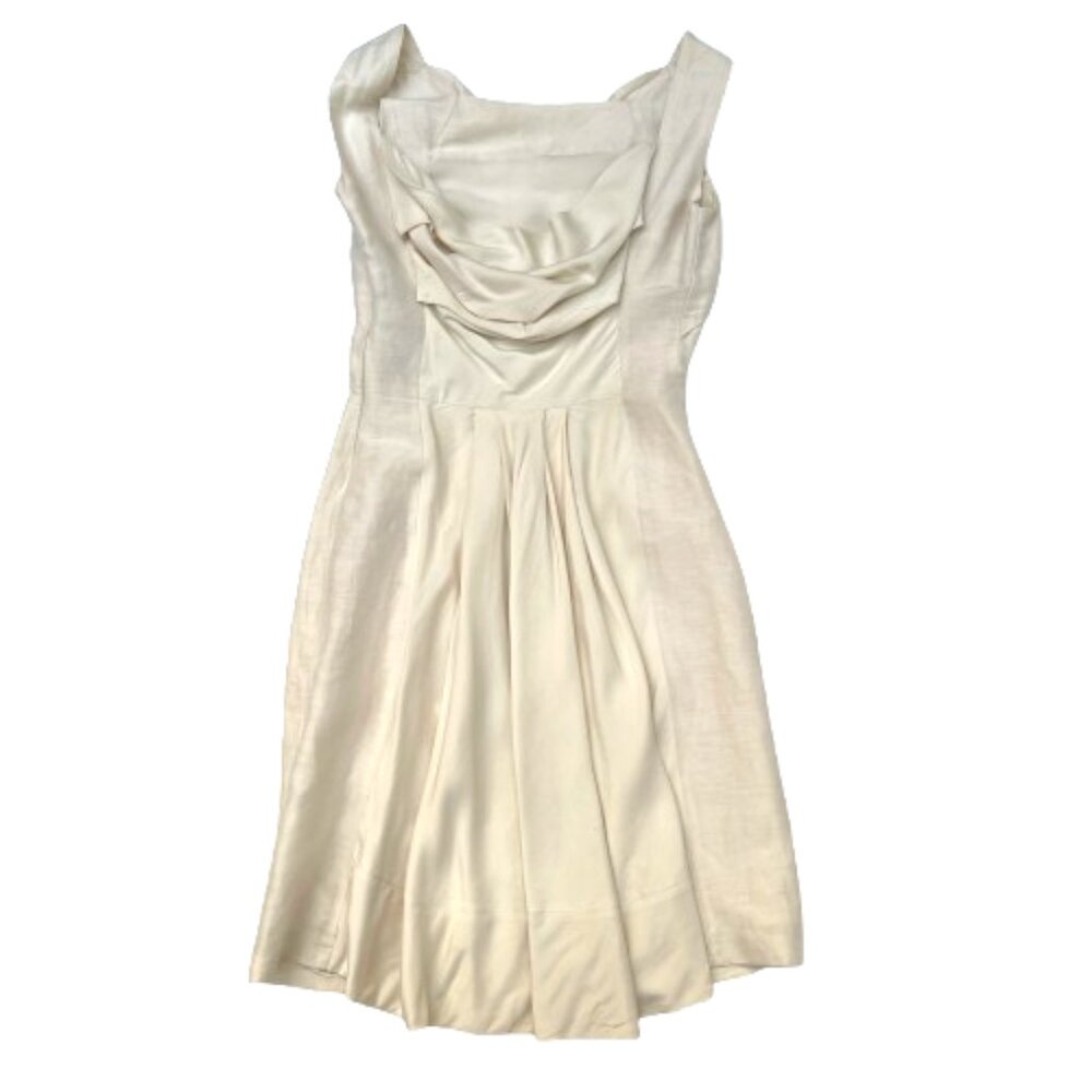 Antonio Berardi made in Italy Linen Silk blend Cowel back sleeveless cream dress - Picture 11 of 15